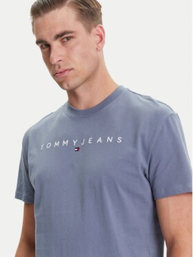 Tommy Jeans T-Shirt Linear Logo DM0DM20744 Niebieski Regular Fit
