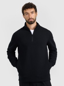 4F Bluza dresowa z dzianiny waflowej męska - czarna S