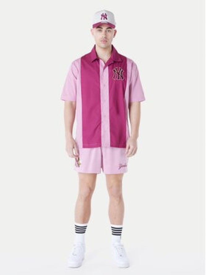 New Era Koszula New York Yankees Stripe Revere 60596341 Różowy Regular Fit