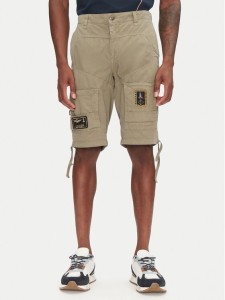 Aeronautica Militare Szorty materiałowe 251BE041CT1122 Khaki Regular Fit