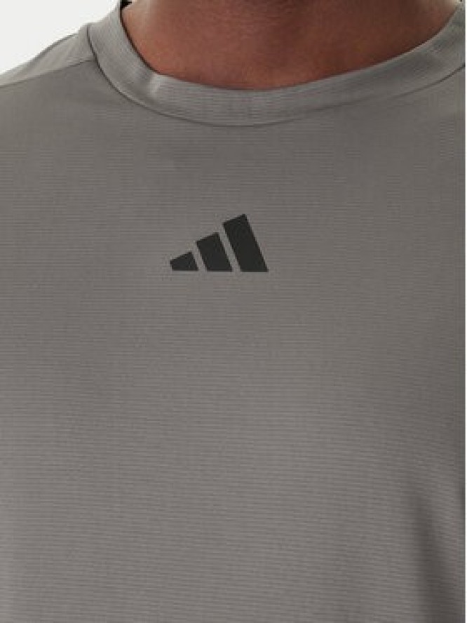 adidas Koszulka techniczna D4T PrimeLift 3 Stripes KE9936 Szary Regular Fit