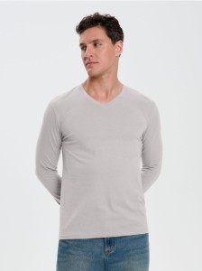 Bawełniana koszulka basic - beżowy