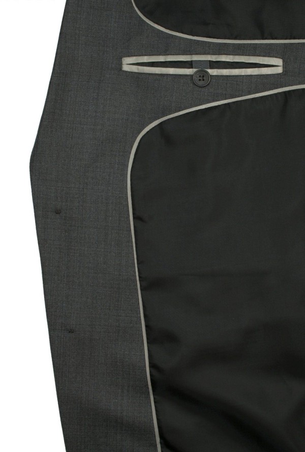 Garnitur Dwuczęściowy Grafitowy Elegancki, Zapinany na Dwa Guziki, Spodnie w Kant -CASINO