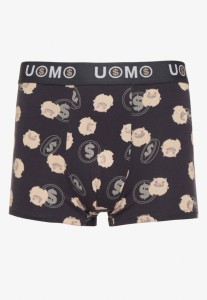 Jasnogranatowe Bawełniane Majtki Bokserki z Napisem i Szeroką Gumką Nelicia