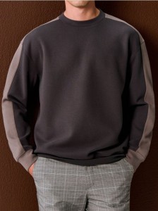 Bluza crewneck z lampasami - szary