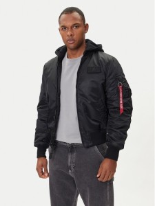 Alpha Industries Kurtka bomber MA-1 Zip Hood Back Print 128113 Czarny Regular Fit