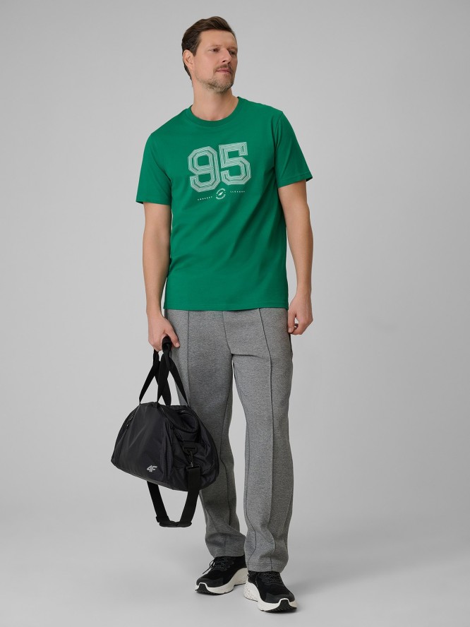 4F T-shirt regular z nadrukiem męski - zielony XXL