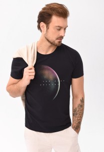 Czarny t-shirt z printem T-LUNAR
