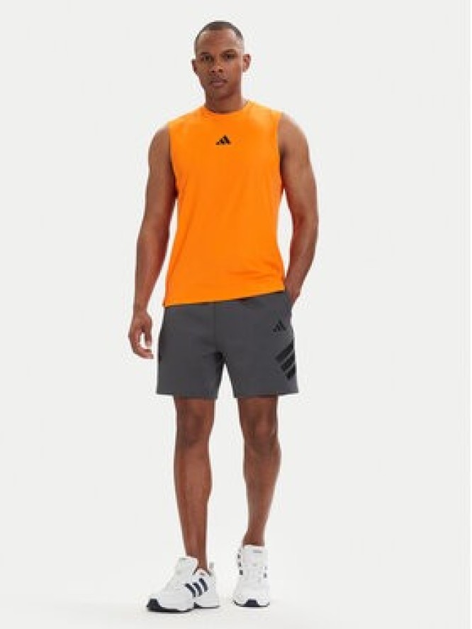 adidas Koszulka techniczna D4T PrimeLift 3 Stripes KD0374 Pomarańczowy Slim Fit