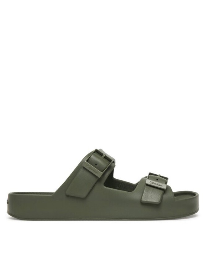 Calvin Klein Klapki Ergon Eva Double Bar Sandal HM0HM02116 Zielony