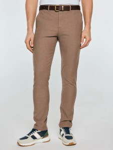 Spodnie męskie chinosy w drobny wzorek beżowe Erhati 801