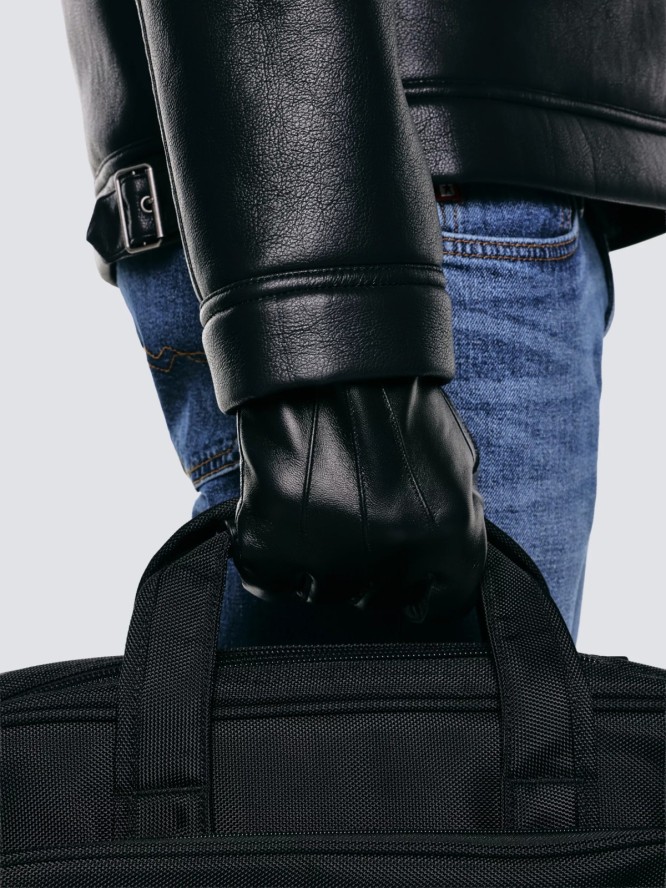 Rękawiczki męskie skórzane czarne Klasman 906