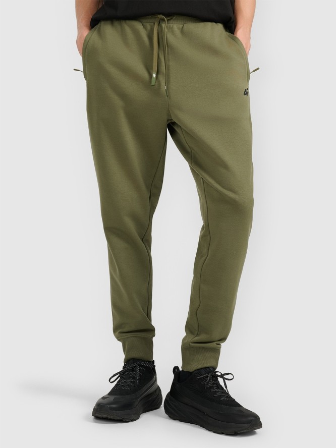 4F Spodnie dresowe joggery męskie - khaki 3XL