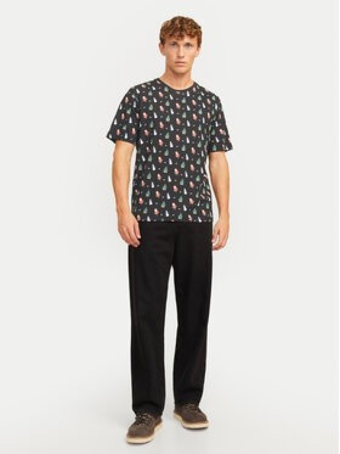 Jack & Jones T-Shirt Xmas Merry 12265399 Czarny Standard Fit