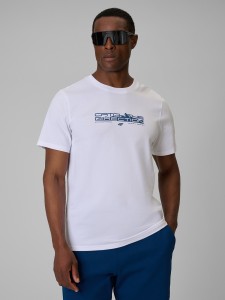 4F T-shirt regular z nadrukiem męski - biały XL