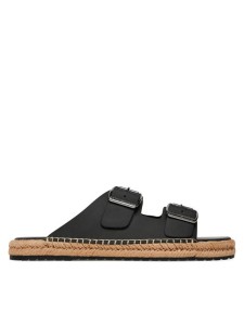 Tommy Hilfiger Espadryle Flex Jutte Hilfiger Lth Sandal FM0FM05646 Czarny