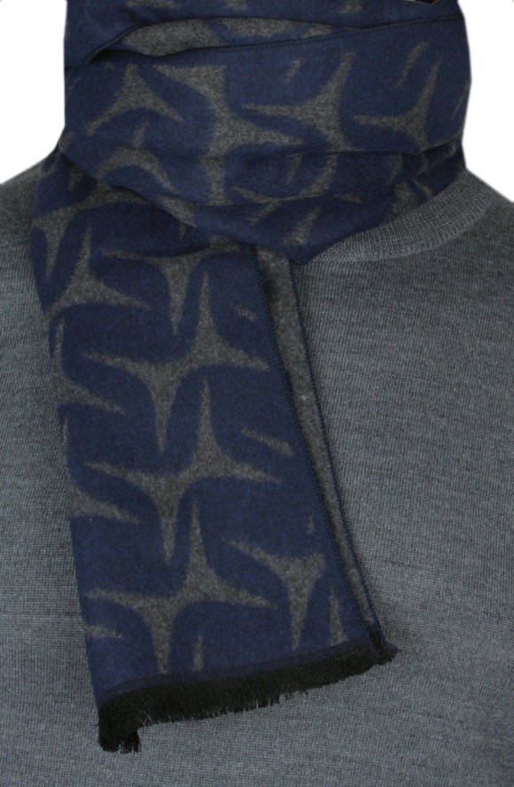 Męski Szalik z Wiskozy - Alties - Grafit, Popielaty Wzór