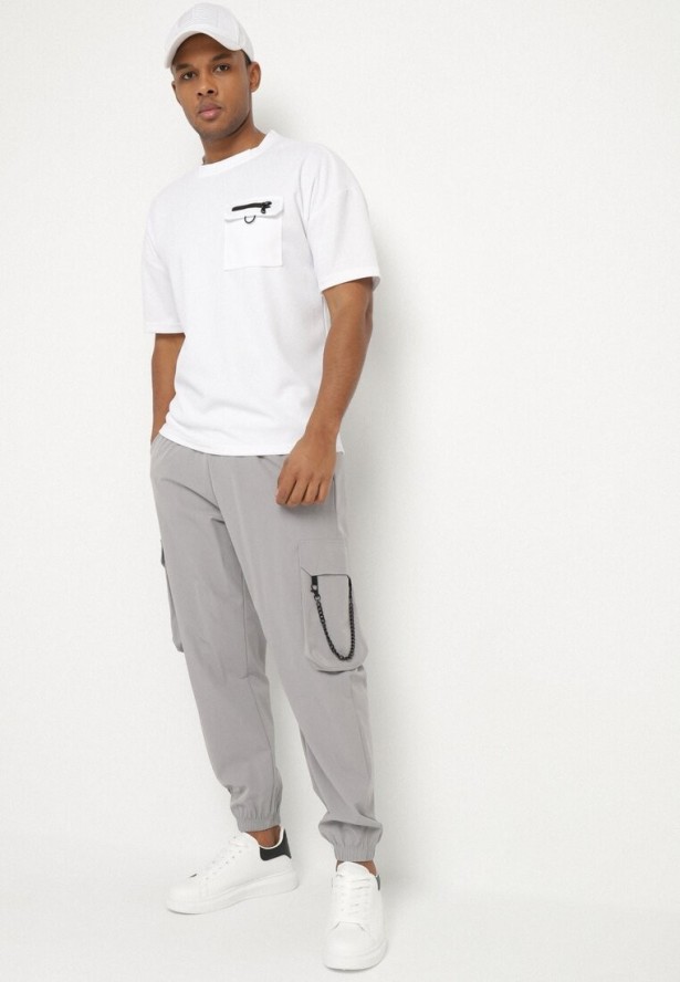 Ciemnoszare Spodnie Cargo z Odpinanym Łańcuchem Efandrel