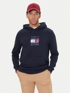 Tommy Hilfiger Bluza Linear Flag MW0MW41332 Granatowy Regular Fit