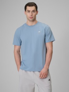 4F T-shirt regular gładki męski - niebieski M