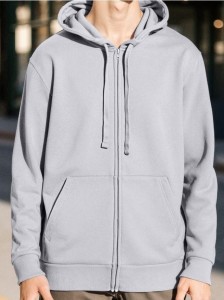 Rozpinana bluza z kapturem i kieszeniami - szary