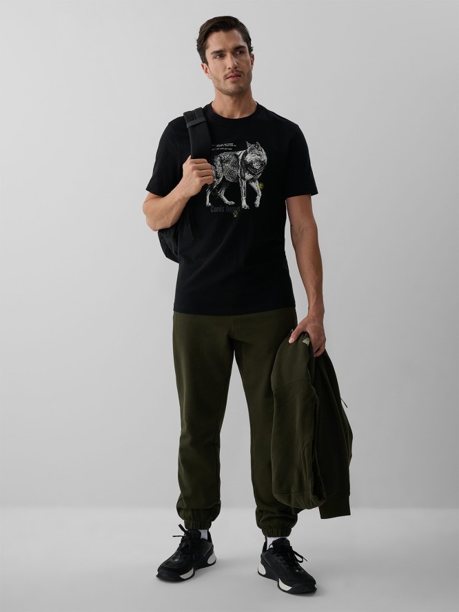 4F T-shirt regular z nadrukiem męski - czarny S