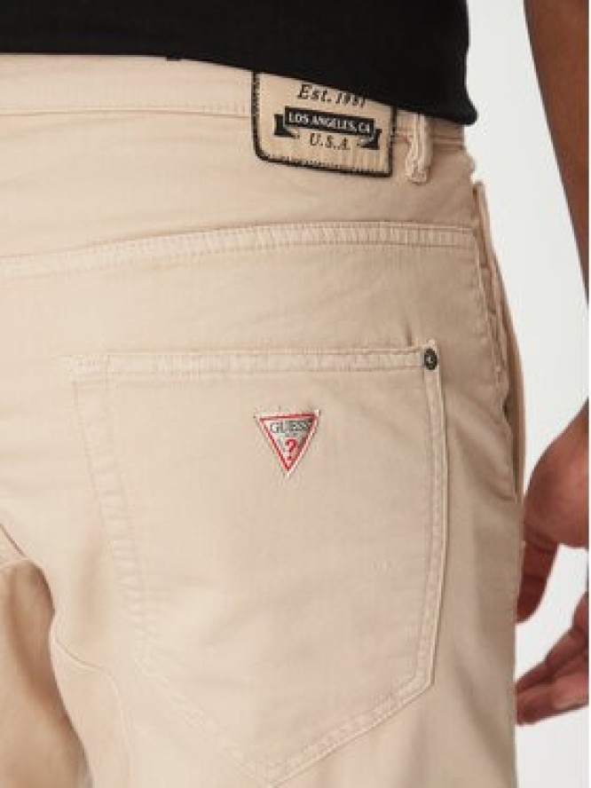Guess Spodnie materiałowe M5RB54 WGXY1 Beżowy Slim Fit