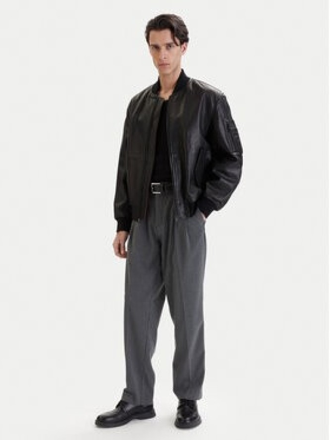 HUGO Kurtka skórzana Lude 50553111 Czarny Regular Fit