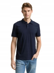 T-SHIRT KOSZULKA POLO MĘSKA TOM TAILOR BAWEŁNIANA GŁADKA GRANATOWA