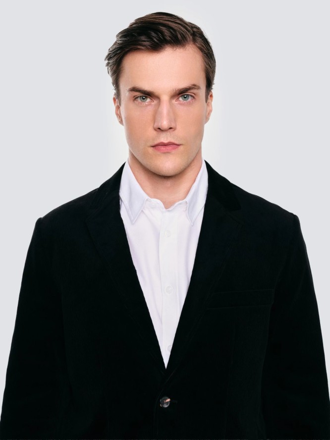 Marynarka męska sztruksowa czarna Pilos 906