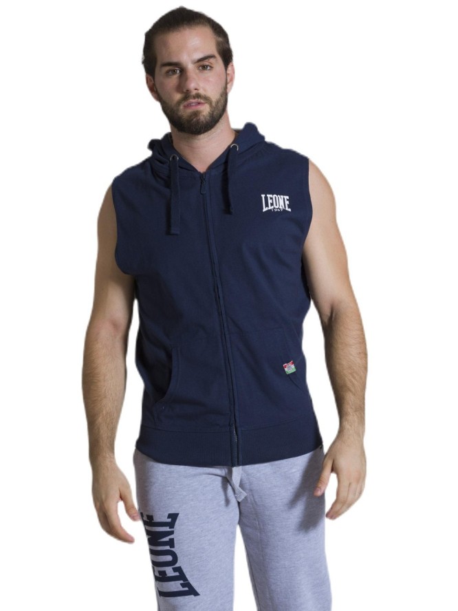 Leone 1947 Apparel Męska bluza z kapturem bez rękawów i zamkiem błyskawicznym