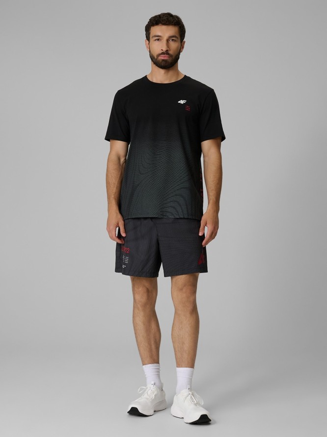 4F T-shirt regular z nadrukiem męski - czarny M