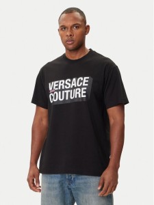 Versace Jeans Couture T-Shirt 79GAHP02 CJ01P Czarny Regular Fit