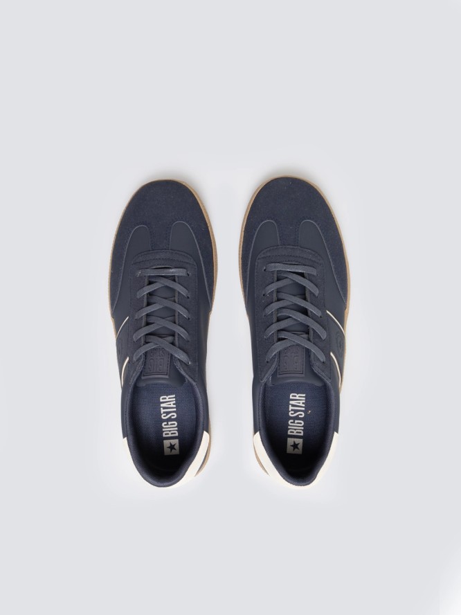 Sneakersy męskie sportowe ze skóry ekologicznej granatowe SS174079 403