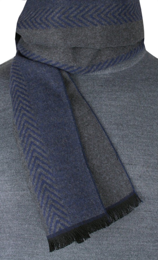 Męski Szalik z Wiskozy - Alties - Granat i Popiel