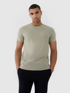4F T-shirt regular gładki męski - oliwkowy/khaki L