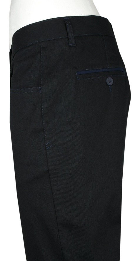 Spodnie Garniturowe, Męskie, Czarne z Granatowymi Przeszyciami, Wizytowe -CASINO
