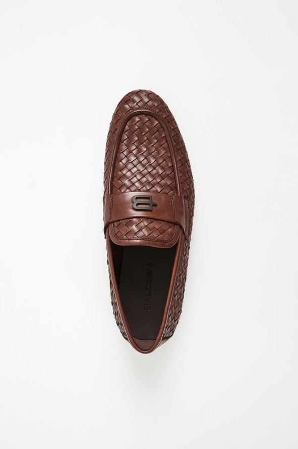 Loafersy męskie plecione skórzane BALDININI