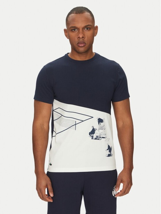 Lacoste T-Shirt TH0031 Granatowy Regular Fit