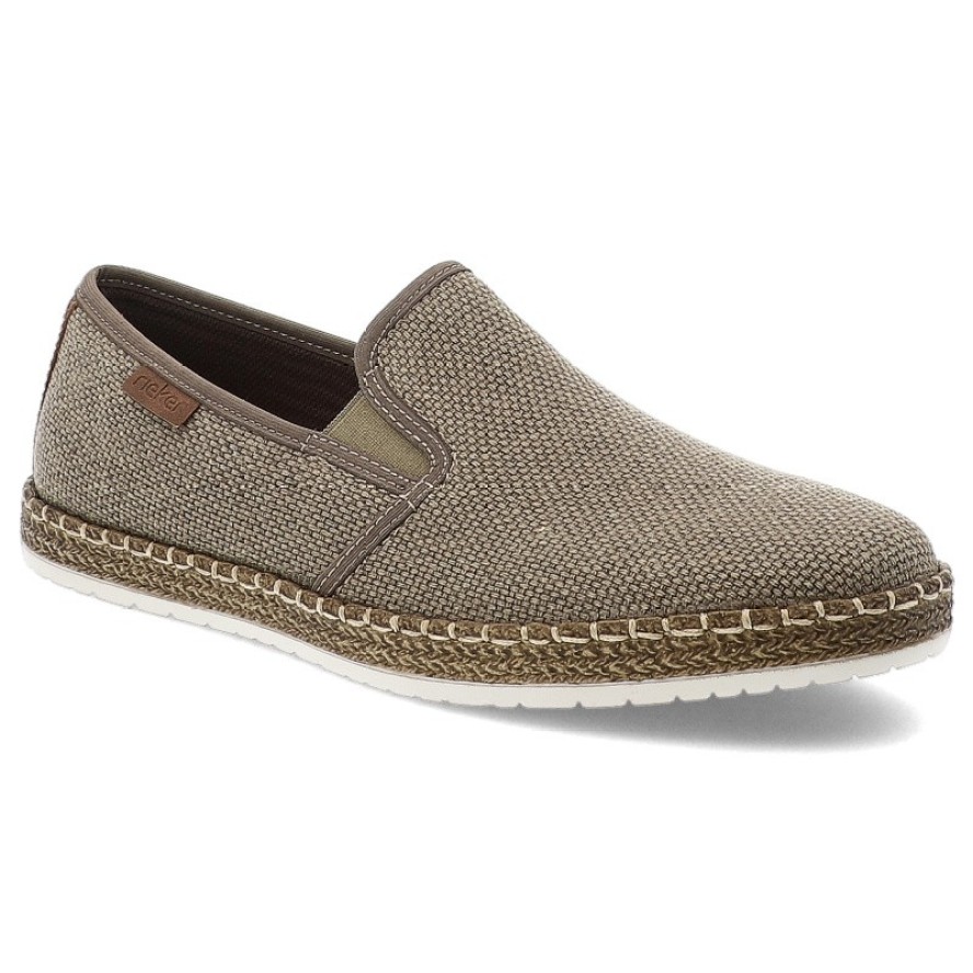 Beżowe Espadryle Rieker Eleganckie Wsuwane Obuwie Męskie
