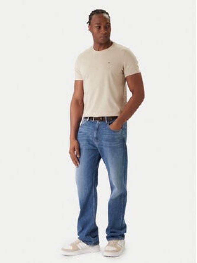 Tommy Jeans T-Shirt DM0DM04411 Beżowy Slim Fit