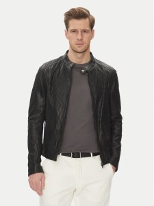 Serge Pariente Kurtka skórzana Leni Czarny Slim Fit