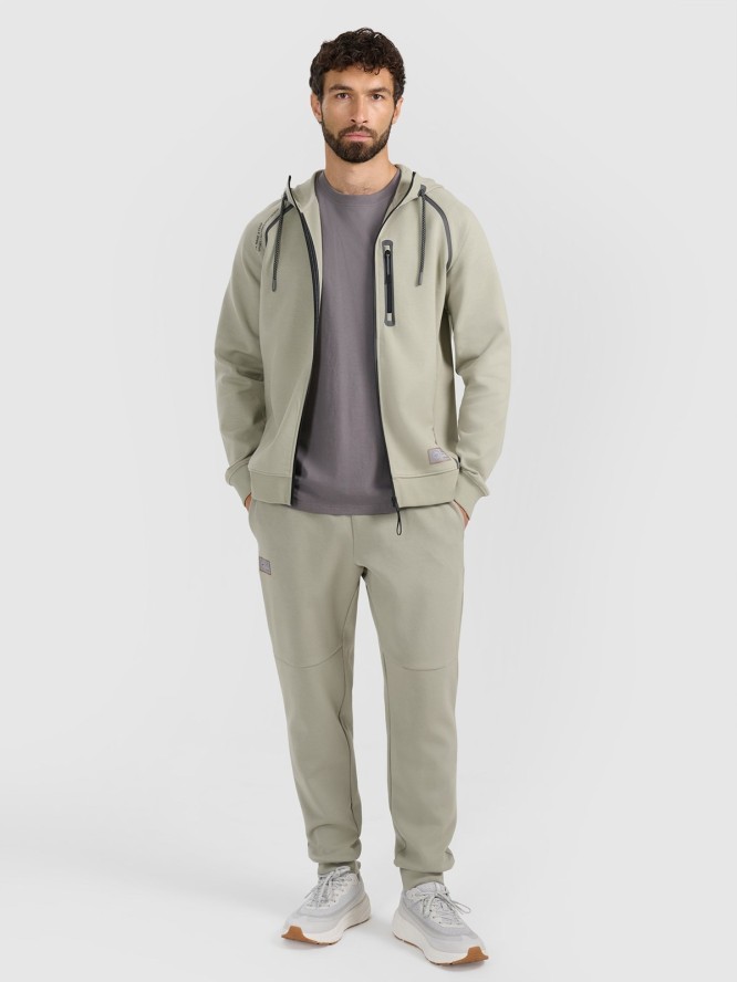 4F Bluza dresowa rozpinana z kapturem męska - oliwkowa L