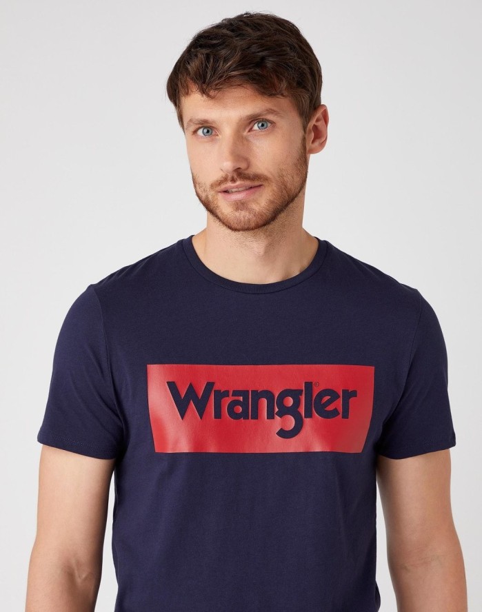 MĘSKI T-SHIRT WRANGLER SS LOGO TEE NAVY W742FK114 112131081