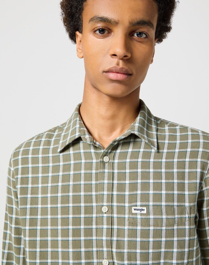 WRANGLER MĘSKA KOSZULA 1 PKT SHIRT DUSTY GREEN 112356770 W5X2017359