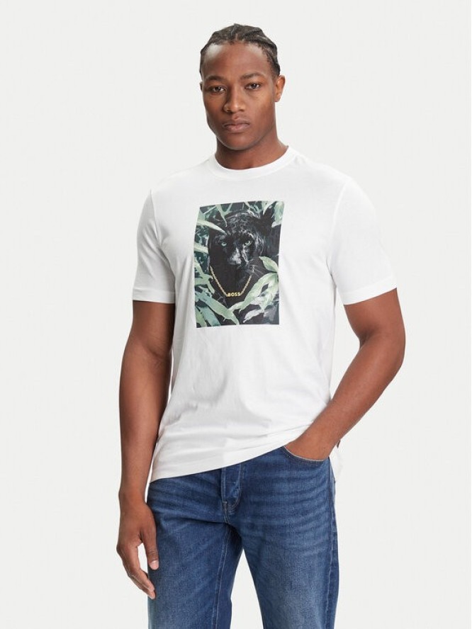 BOSS T-Shirt Te_Animali 50546362 Biały Regular Fit