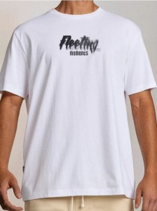 Bawełniana koszulka comfort fit z nadrukiem w motyle - biały