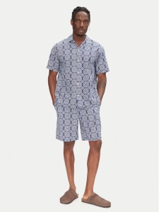 Jack & Jones Komplet koszula i szorty materiałowe Seersucker 12284648 Niebieski Relaxed Fit