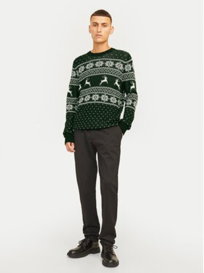 Jack & Jones Sweter Xmas Gabriel 12266118 Zielony Regular Fit