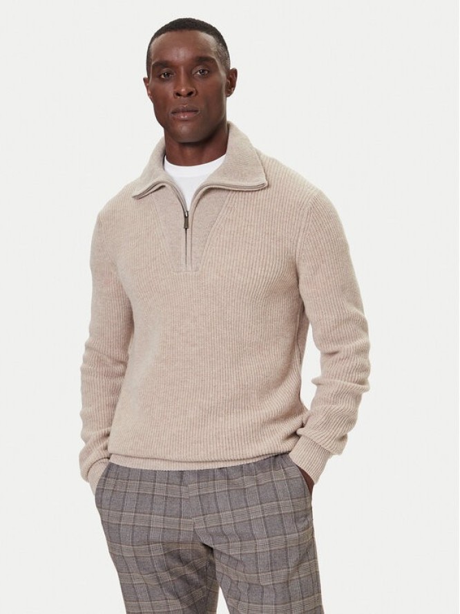 Bugatti Sweter 7500-85566D Beżowy Regular Fit